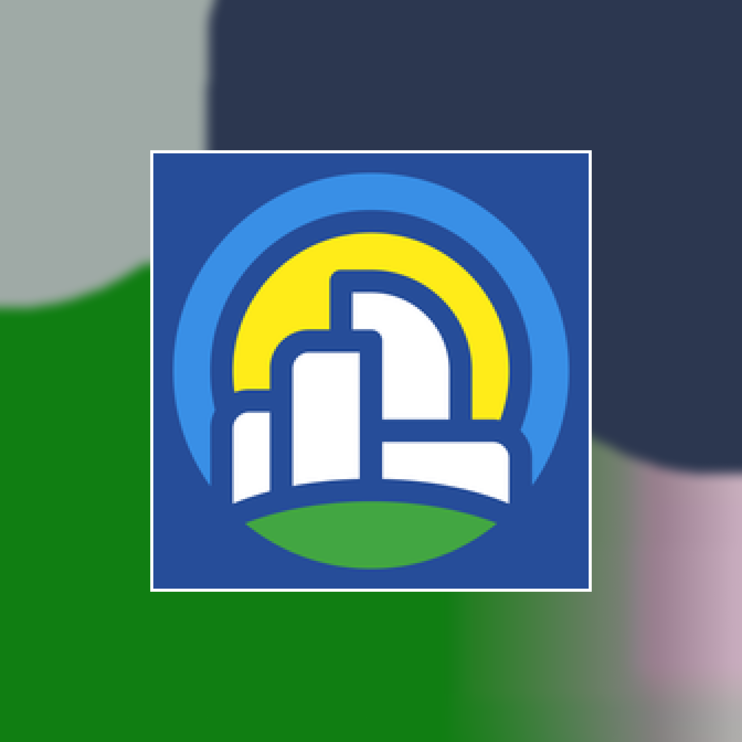 Logo of City Beautiful against a painted abstract background