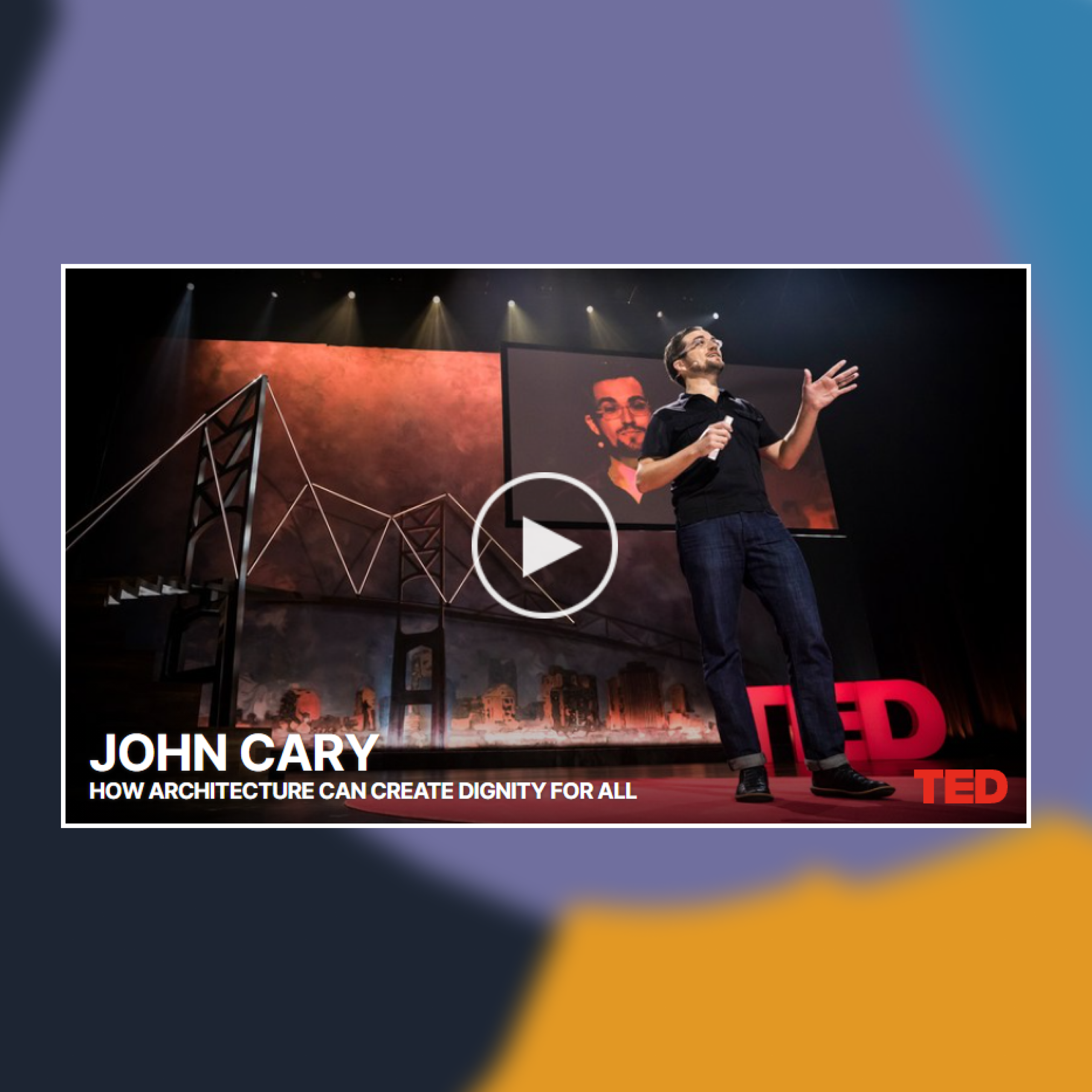 Cover shot of John Cary's TED talk against an abstract painted background