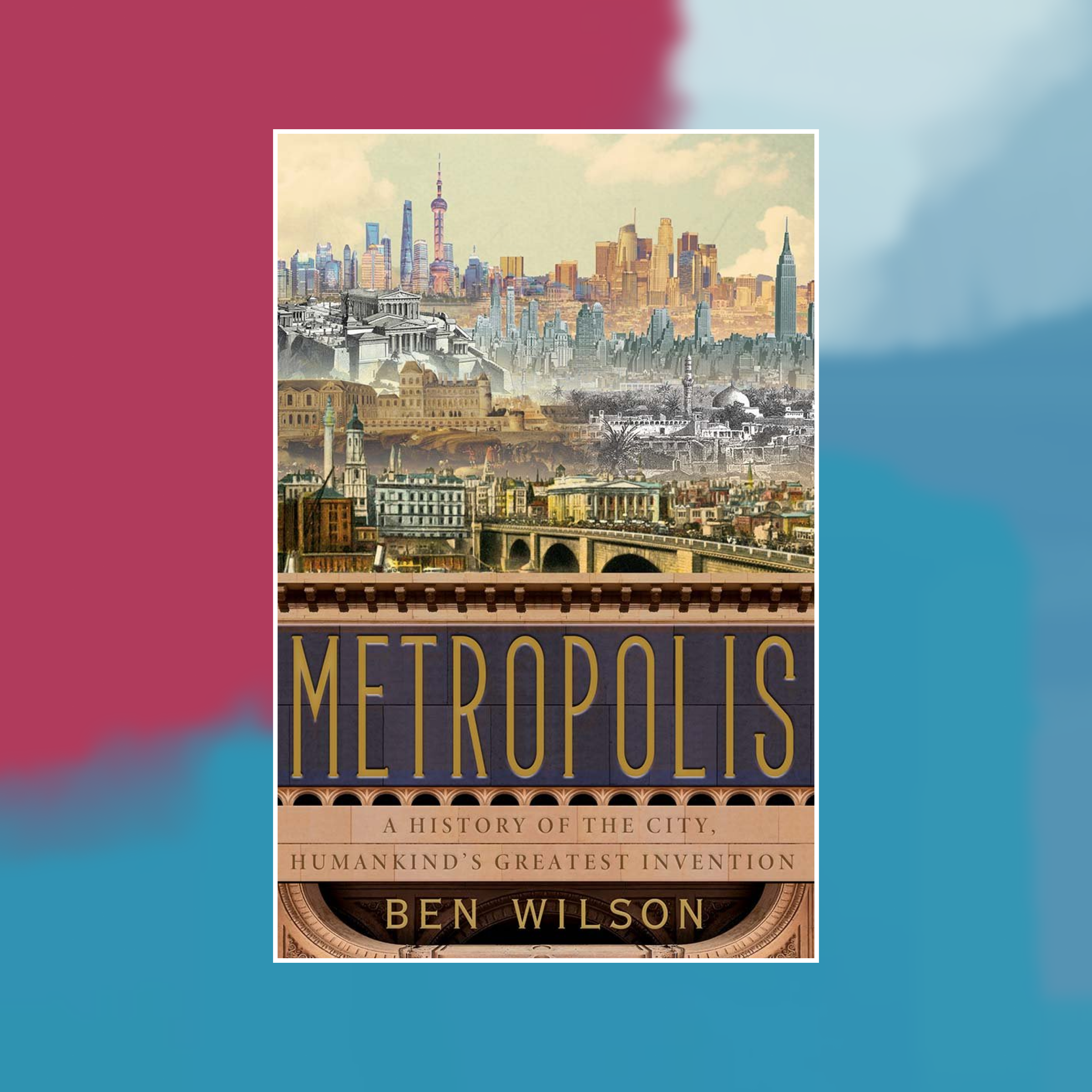 Book cover of Metropolis against a painted background