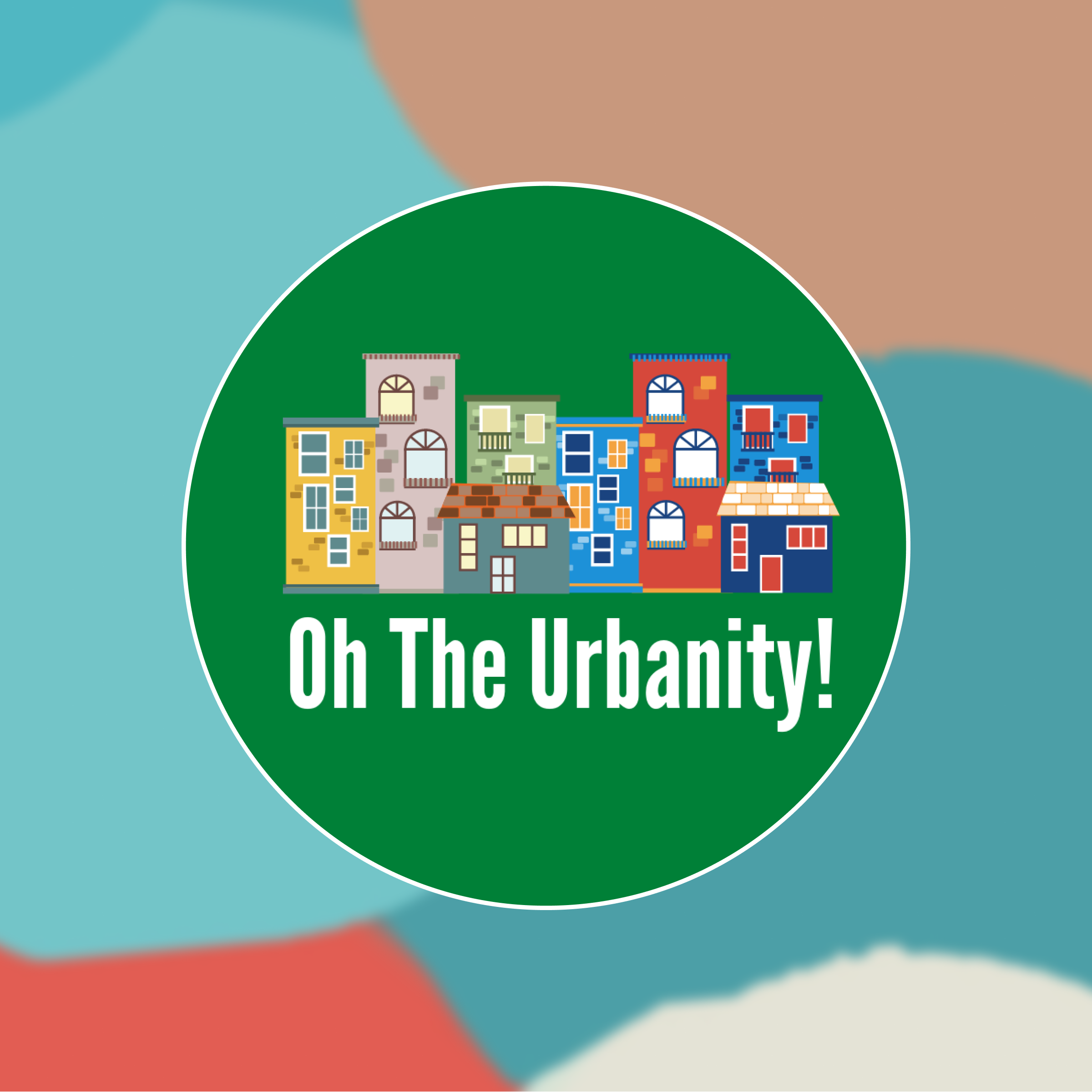 Logo of Oh The Urbanity! against an abstract painted background