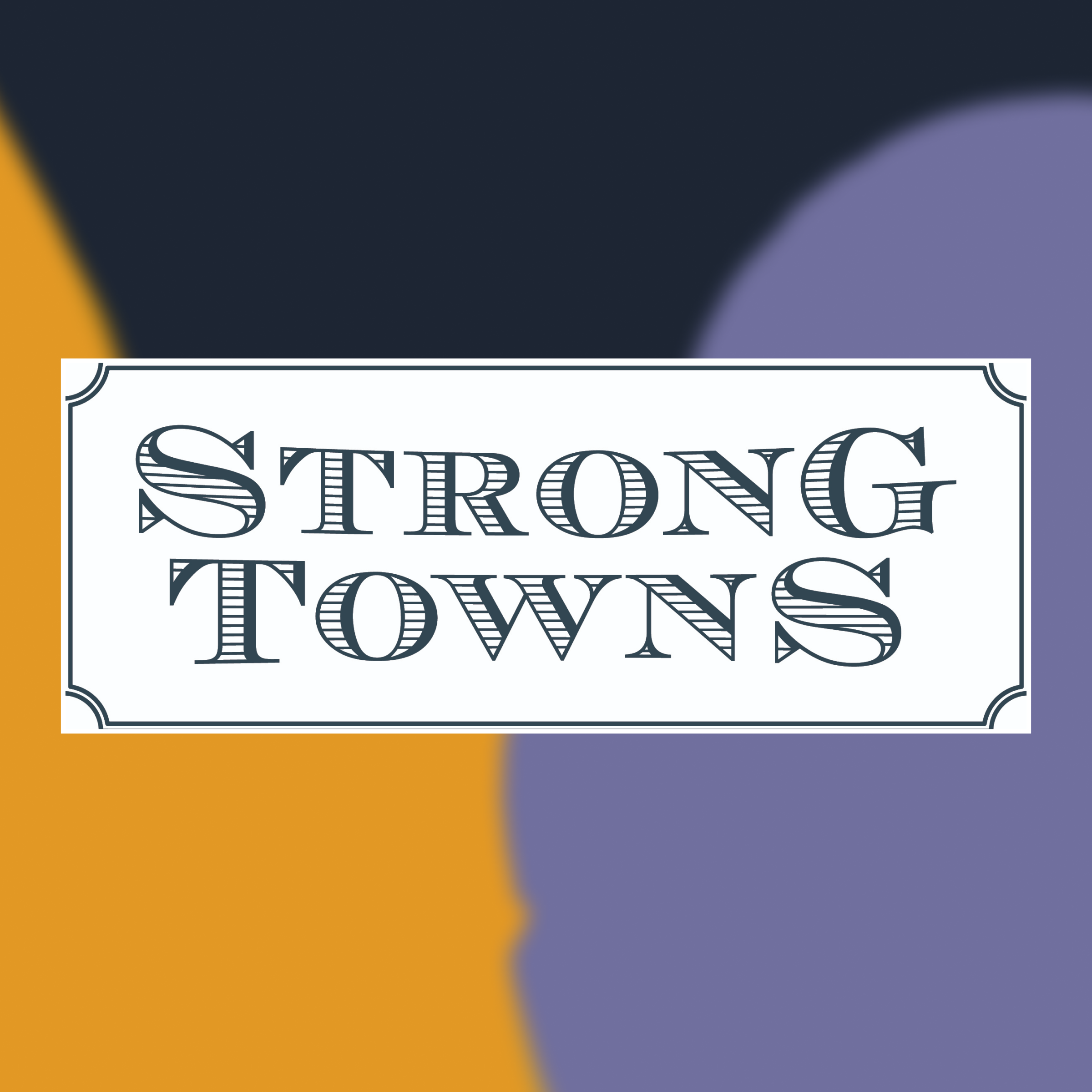Logo of Strong Towns against an abstract painted background