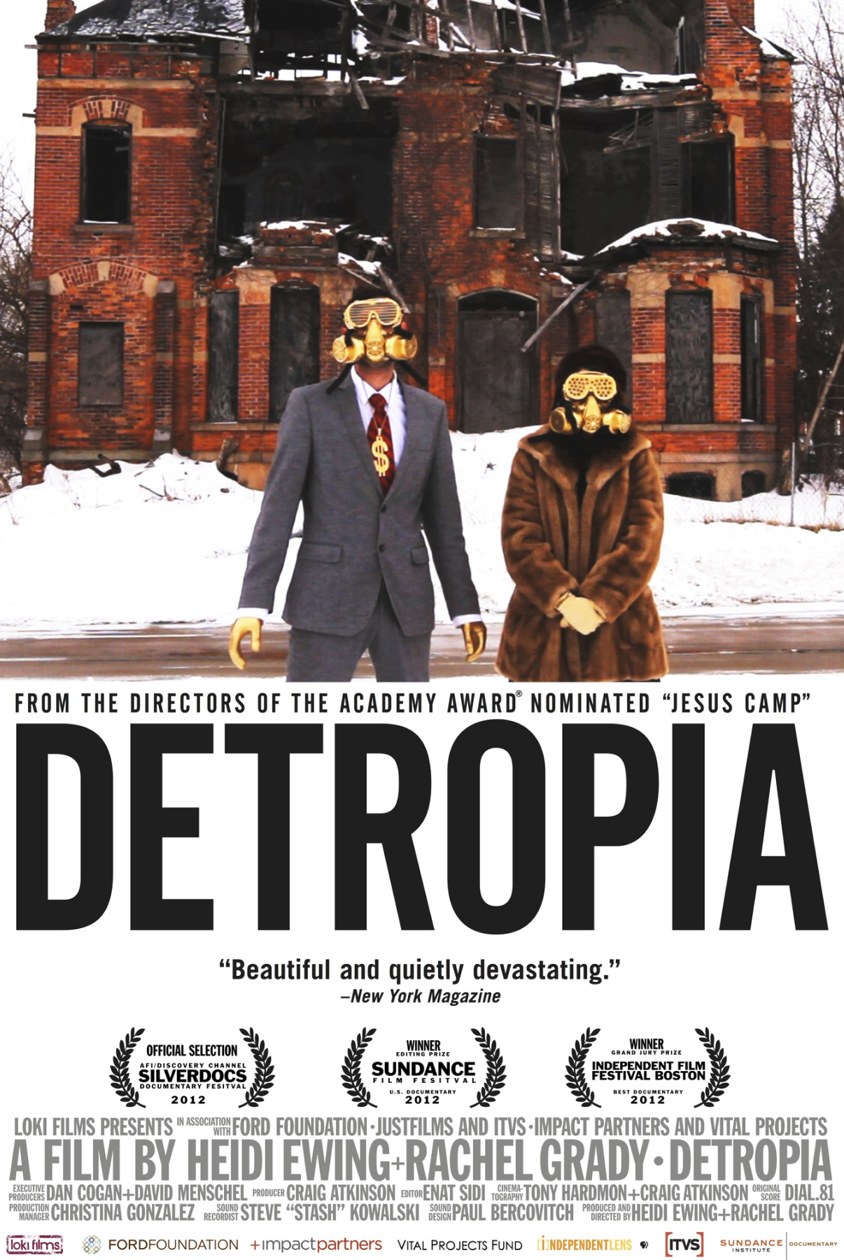 Movie cover of DETROPIA against an abstract painted background