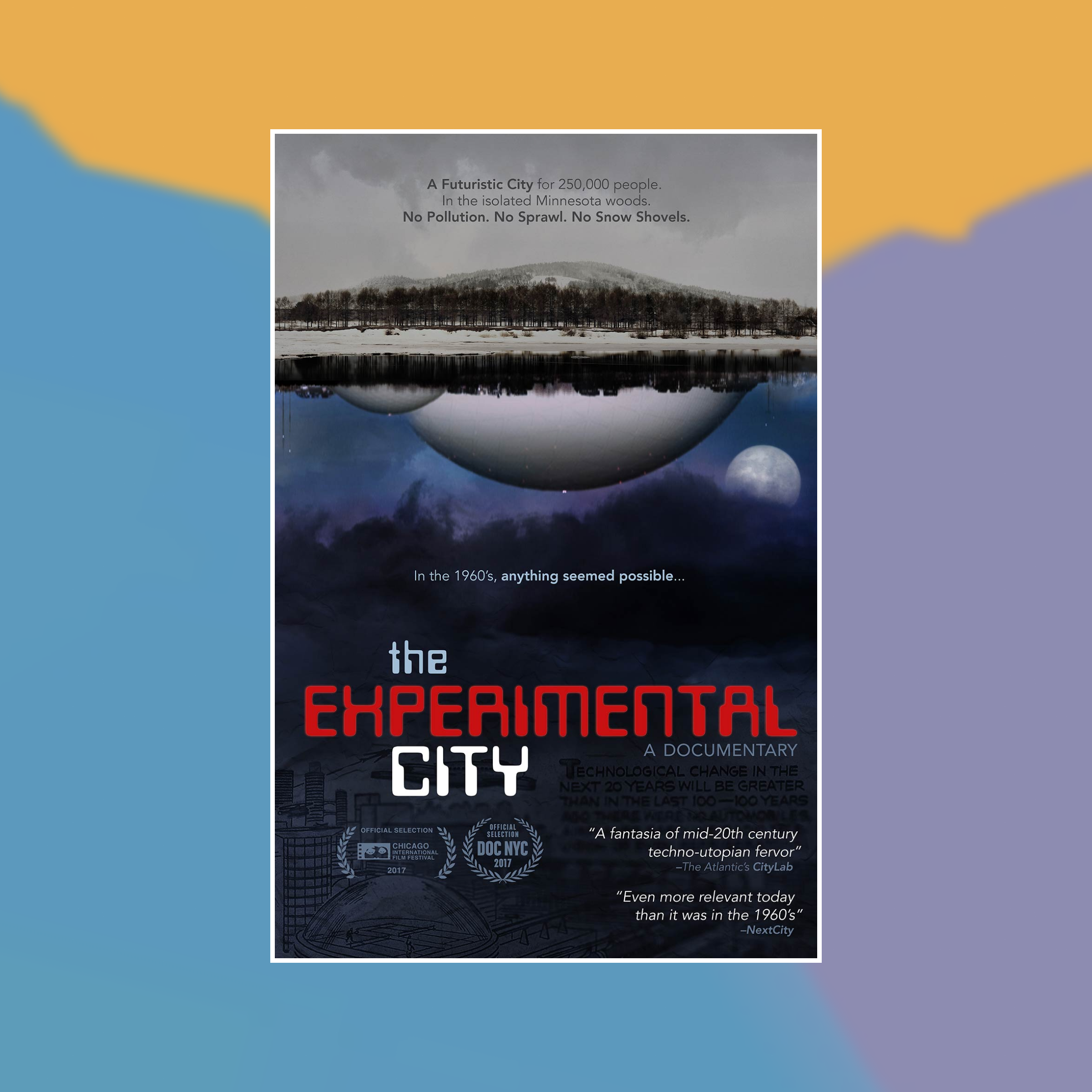 Movie cover of The Experimental City against an abstract painted background
