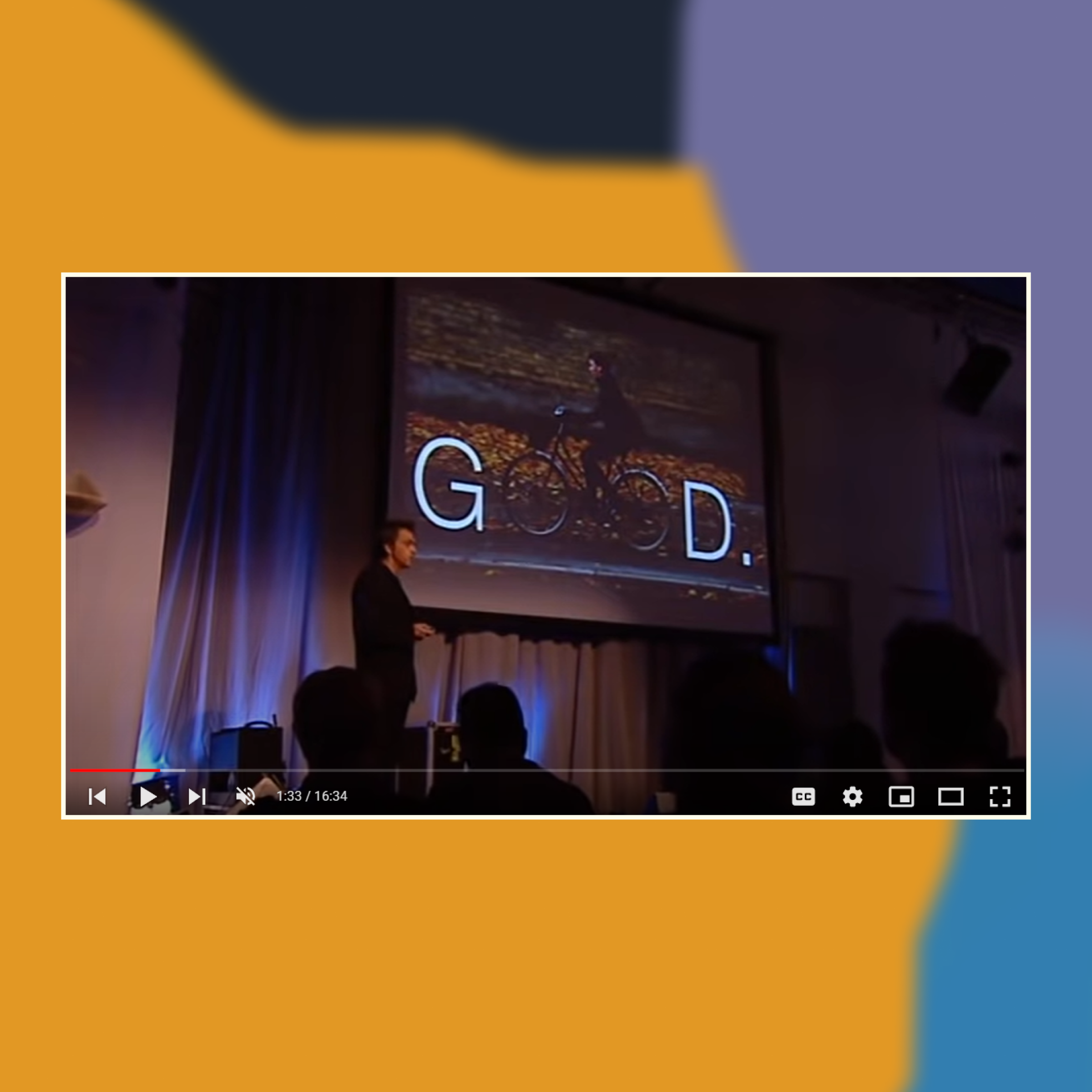 Screenshot of Mikael Colville-Andersen’s talk against an abstract painted background