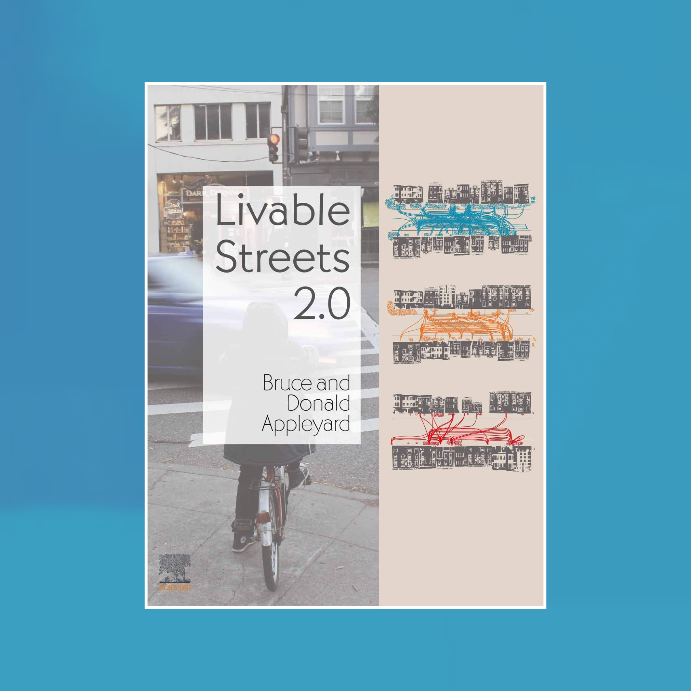 Book cover of Livable Streets 2.0 against an abstract painted background