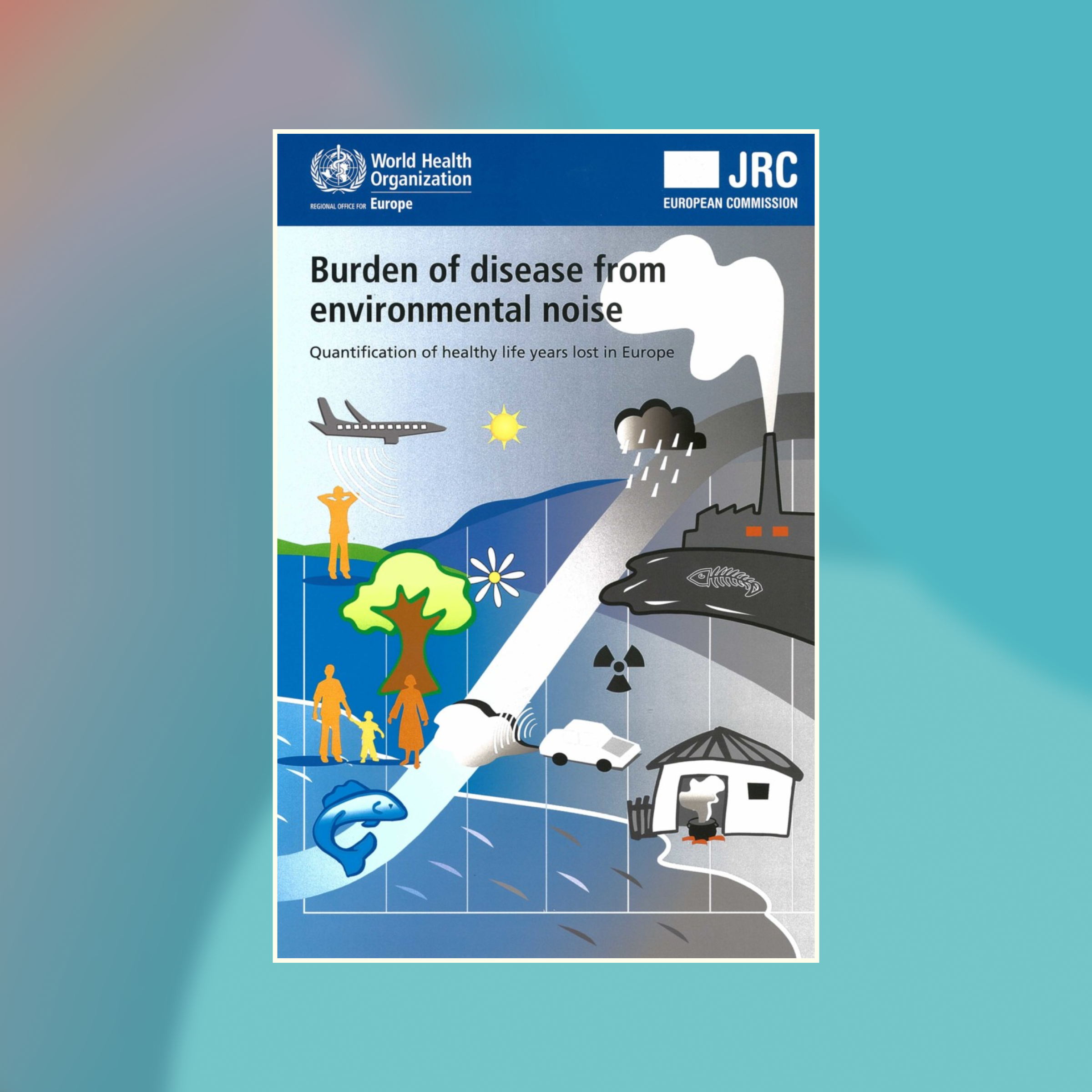 Book cover of Burden of disease from environmental noise against an abstract painted background