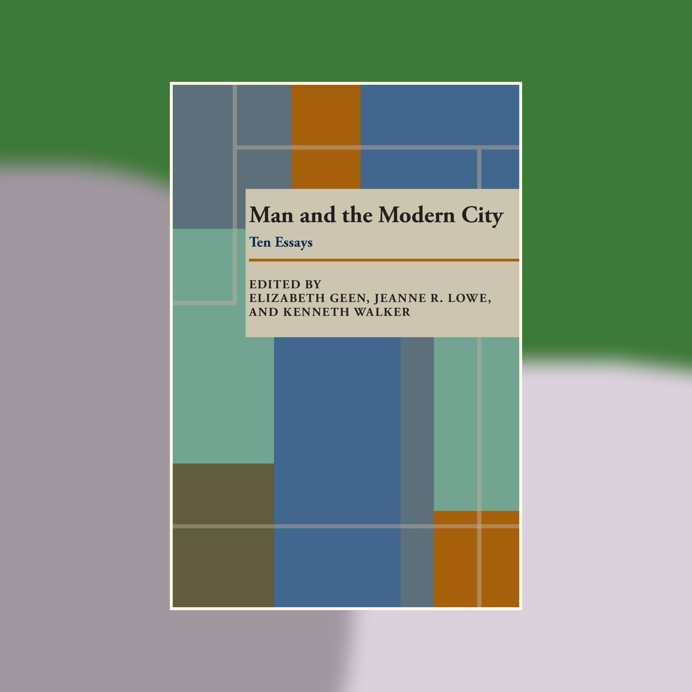 Book cover of Man and the Modern City against an abstract painted background